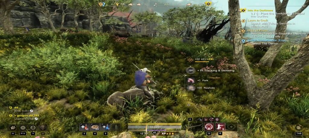 Gathering Meat From a Wild Black Boar in New World: Aeternum